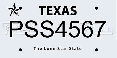 PSS4567 Texas License Plate