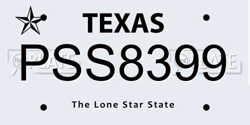 PSS8399 Texas License Plate