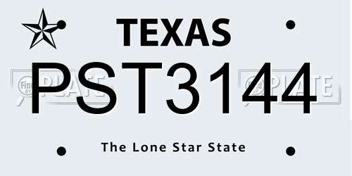 PST3144 Texas License Plate