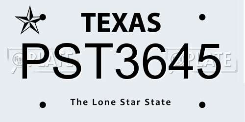 PST3645 Texas License Plate