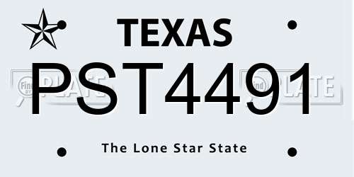 PST4491 Texas License Plate
