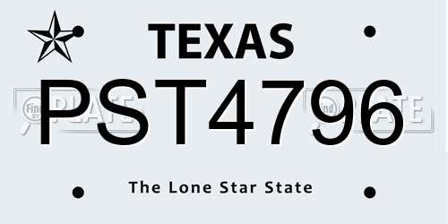 PST4796 Texas License Plate
