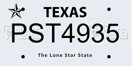 PST4935 Texas License Plate
