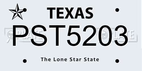PST5203 Texas License Plate