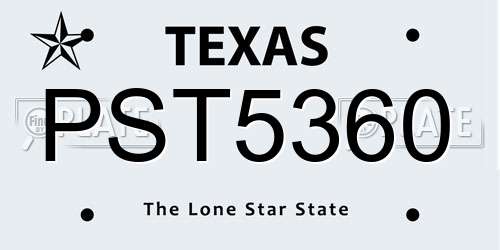 PST5360 Texas License Plate