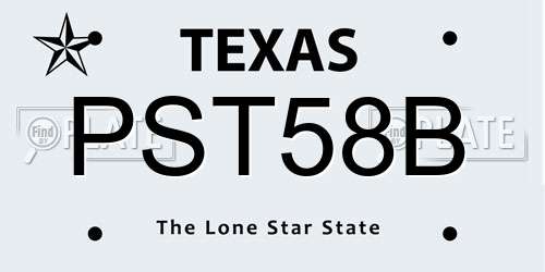 PST58B Texas License Plate
