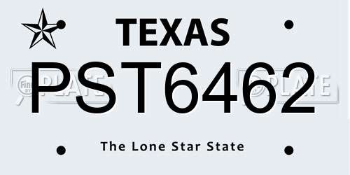 PST6462 Texas License Plate