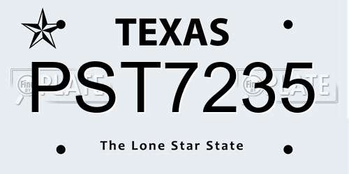 PST7235 Texas License Plate