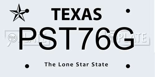 PST76G Texas License Plate