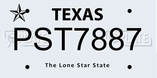 PST7887 Texas License Plate