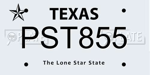 PST855 Texas License Plate