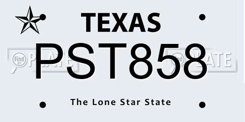 PST858 Texas License Plate