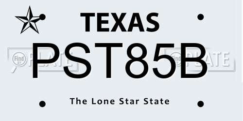 PST85B Texas License Plate