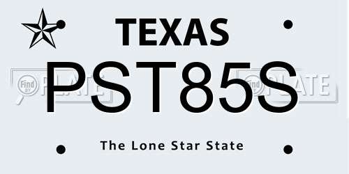 PST85S Texas License Plate