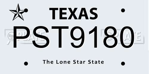 PST9180 Texas License Plate