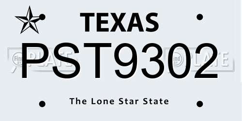 PST9302 Texas License Plate