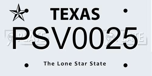 PSV0025 Texas License Plate