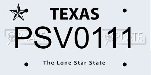 PSV0111 Texas License Plate