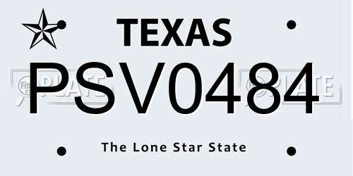 PSV0484 Texas License Plate
