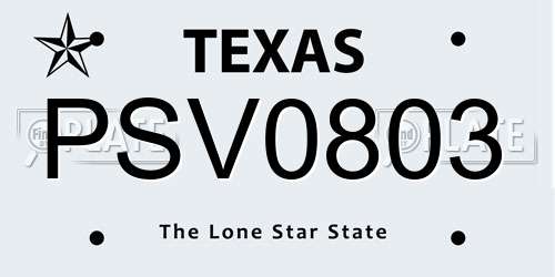 PSV0803 Texas License Plate