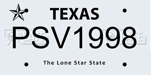 PSV1998 Texas License Plate