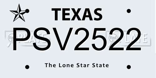 PSV2522 Texas License Plate