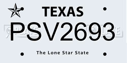 PSV2693 Texas License Plate