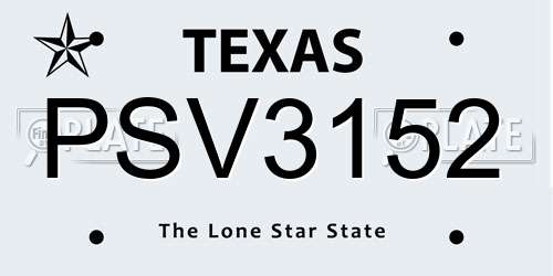 PSV3152 Texas License Plate