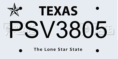 PSV3805 Texas License Plate