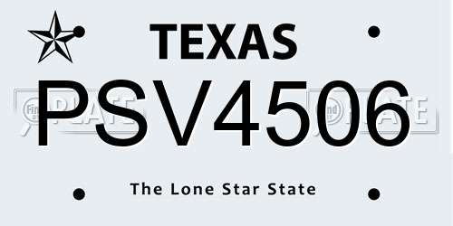 PSV4506 Texas License Plate