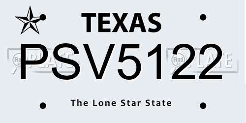 PSV5122 Texas License Plate