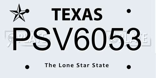 PSV6053 Texas License Plate
