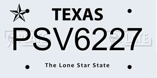 PSV6227 Texas License Plate
