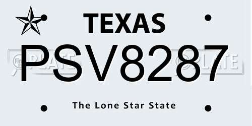 PSV8287 Texas License Plate