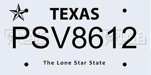 PSV8612 Texas License Plate