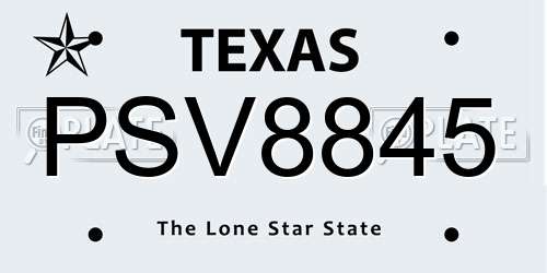 PSV8845 Texas License Plate