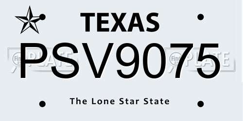 PSV9075 Texas License Plate