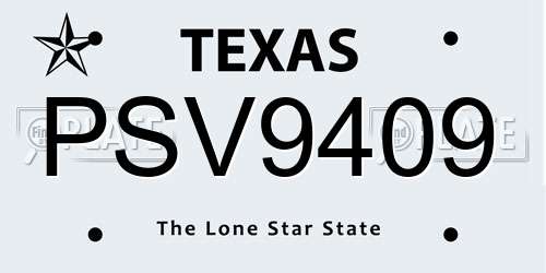 PSV9409 Texas License Plate