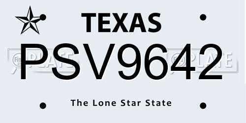 PSV9642 Texas License Plate