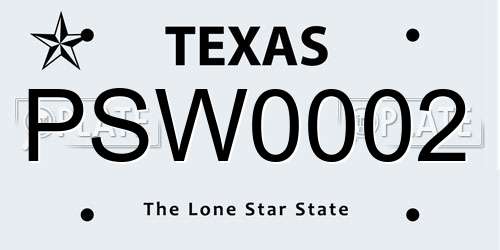 PSW0002 Texas License Plate