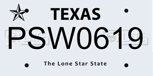 PSW0619 Texas License Plate
