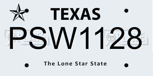 PSW1128 Texas License Plate