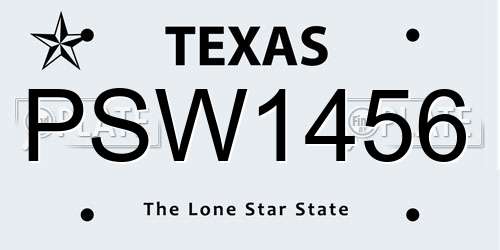 PSW1456 Texas License Plate
