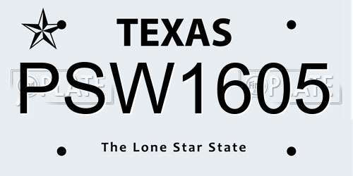 PSW1605 Texas License Plate