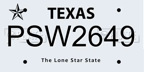 PSW2649 Texas License Plate