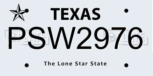 PSW2976 Texas License Plate