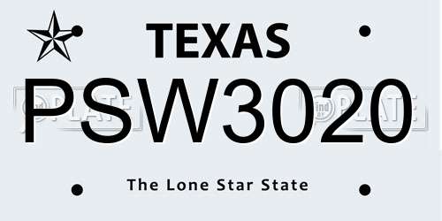 PSW3020 Texas License Plate