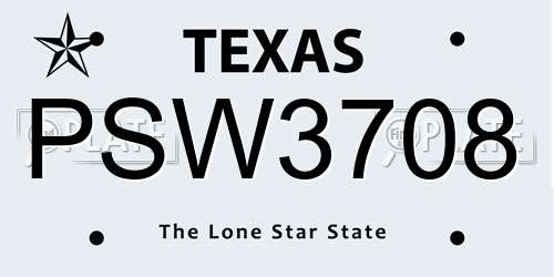 PSW3708 Texas License Plate