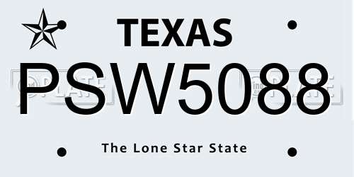 PSW5088 Texas License Plate