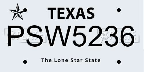PSW5236 Texas License Plate